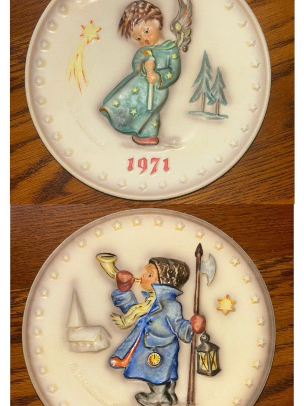 Goebel Hummel 1st Edition 1971 Heavenly Angel Plate + 1972 2nd Edition Plate
